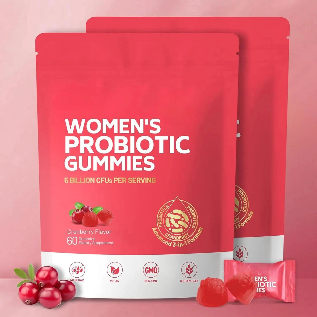 Amara Bloom Gummies™ — 3-in-1 Probiotic + Prebiotic + Cranberry for Women's Gut & pH Balance