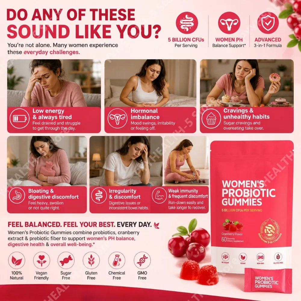 Amara Bloom Gummies™ — 3-in-1 Probiotic + Prebiotic + Cranberry for Women's Gut & pH Balance