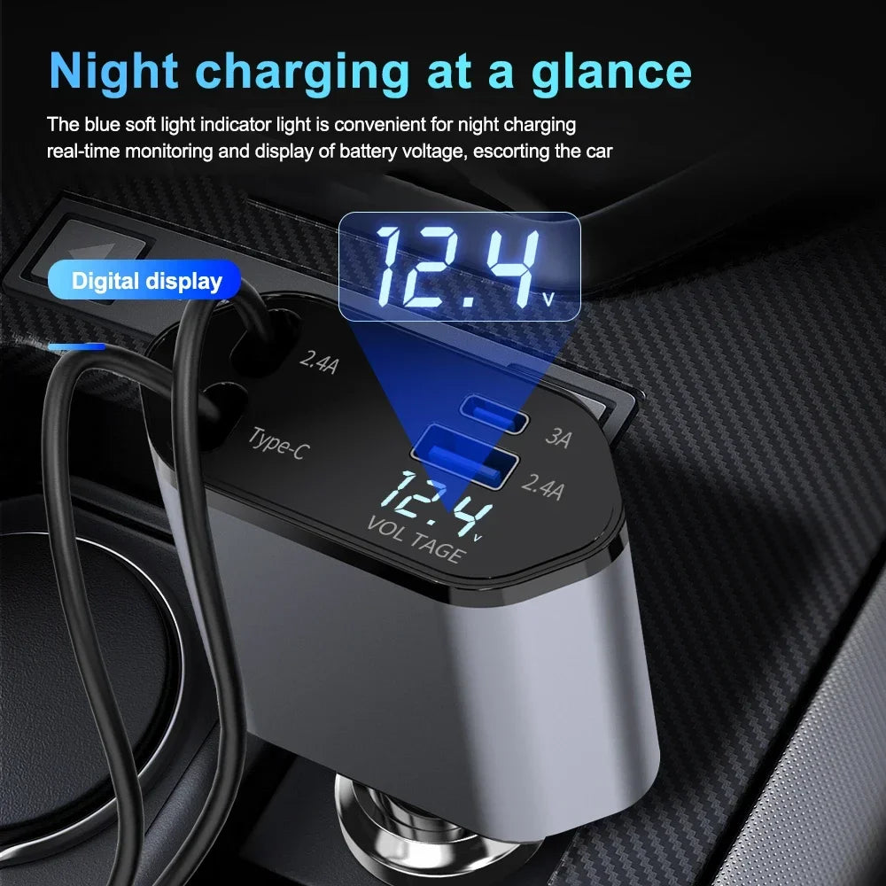 The ChargeSmart™ - 4-in-1 Retractable Car Charge