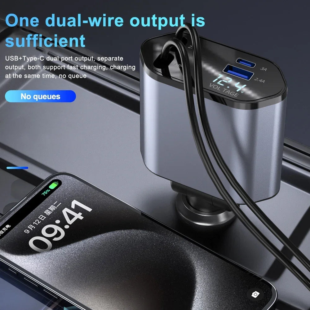 The ChargeSmart™ - 4-in-1 Retractable Car Charge